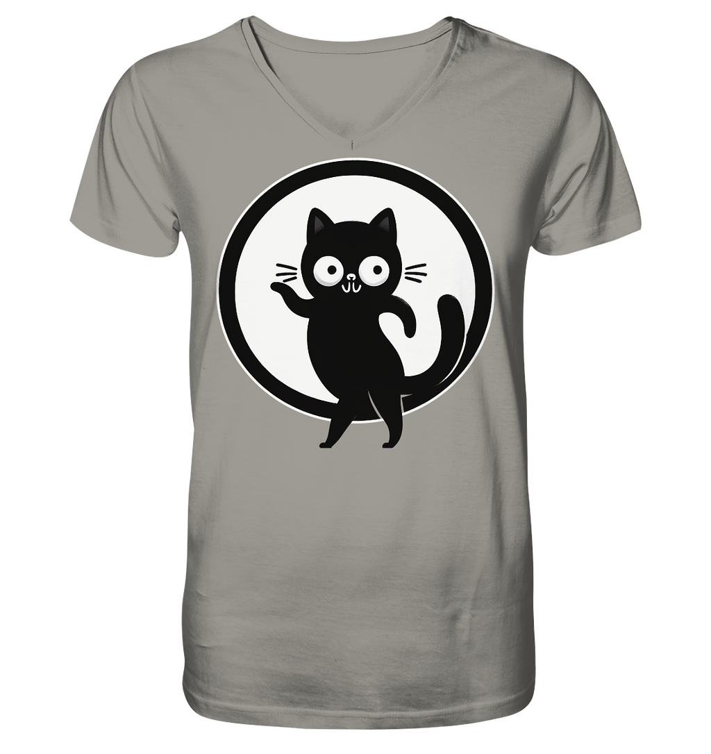 Dancing Cat Logo - V-Neck Shirt
