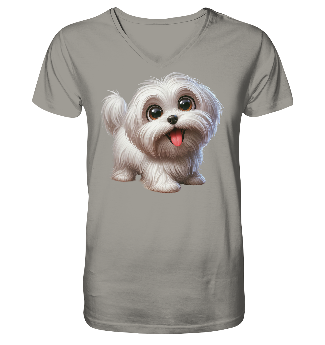 Malteser Hund Cartoon - personalisierbar - V-Neck Shirt