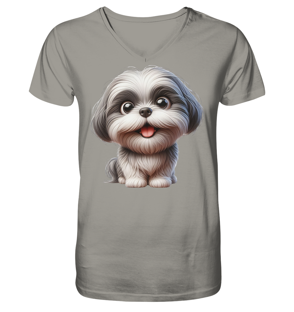 Shih Tzu Cartoon Dog - personalisierbar - V-Neck Shirt