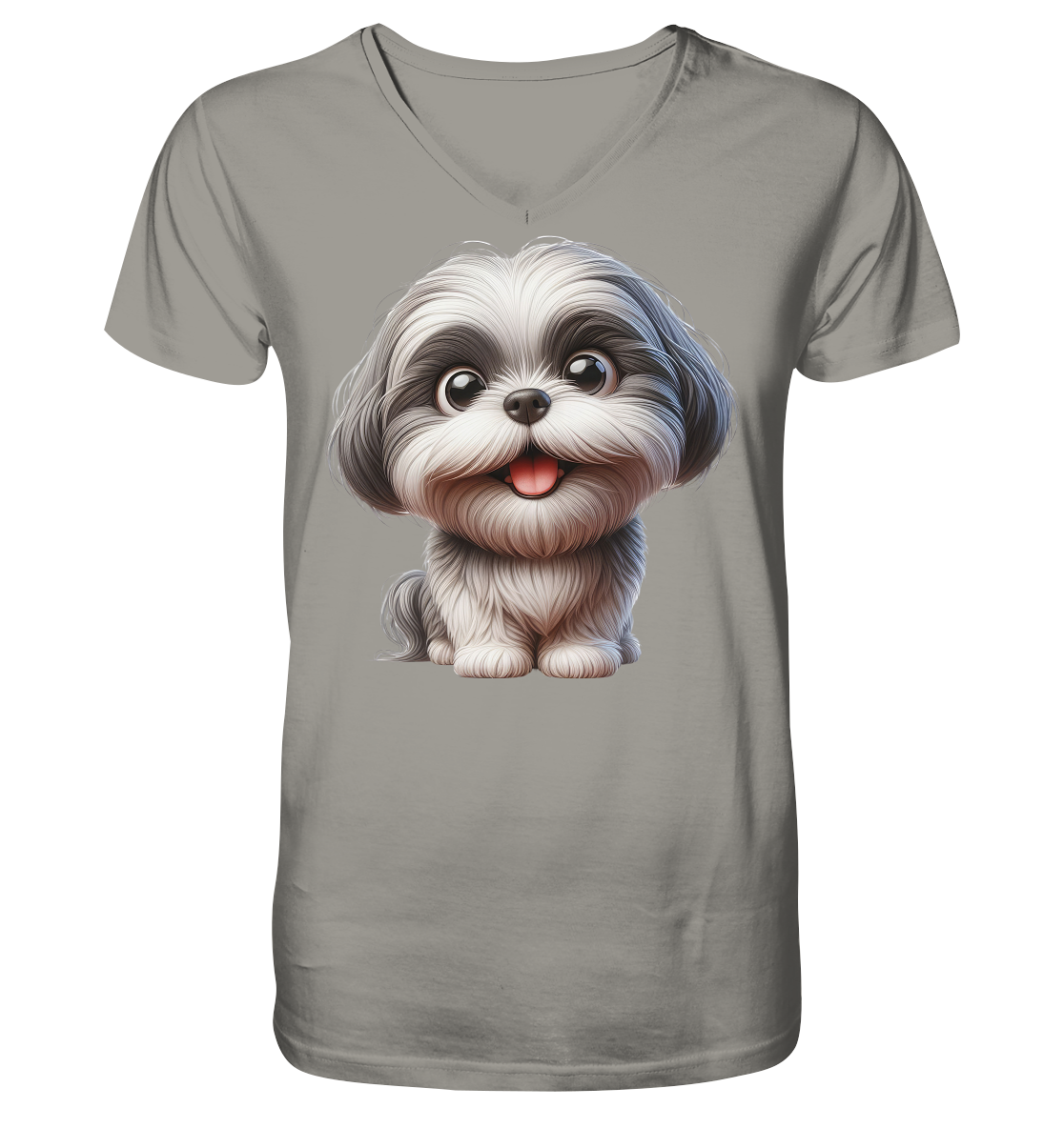 Shih Tzu Cartoon Dog - personalisierbar - V-Neck Shirt