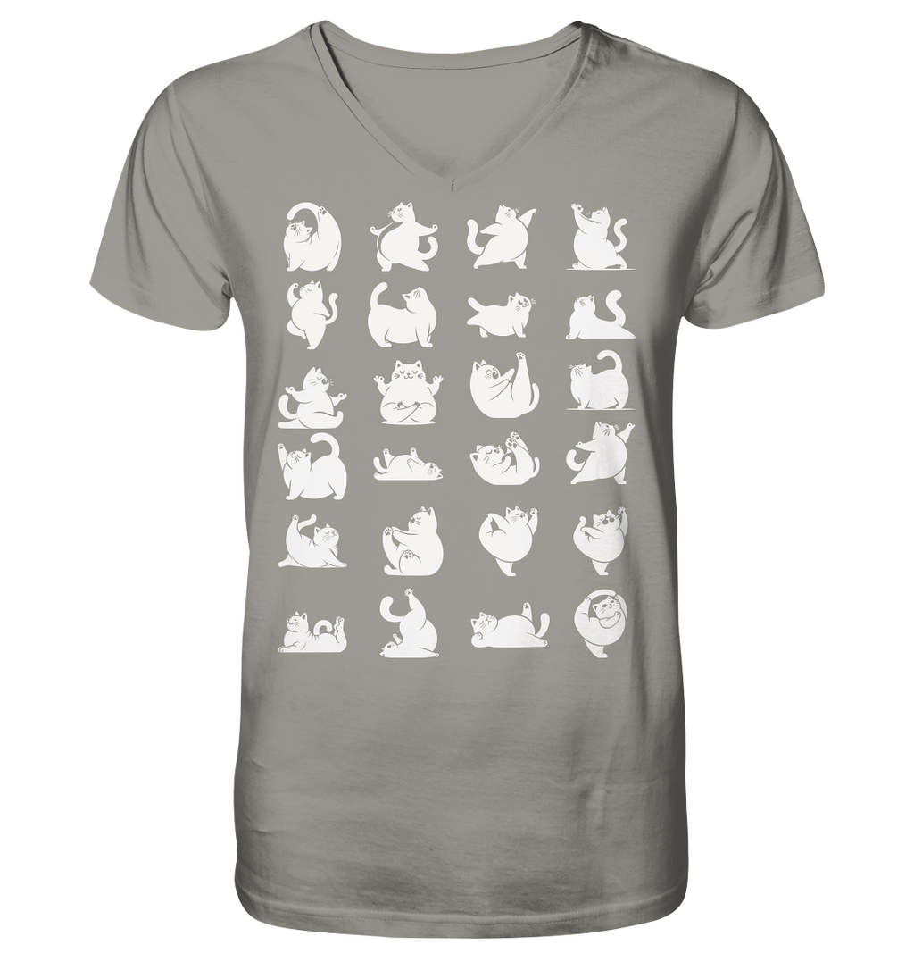 Katzen Yoga / Cat Yoga Fun - personalisierbar - V-Neck Shirt