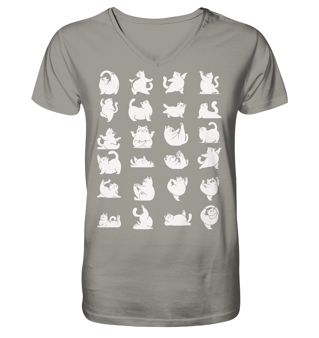 Katzen Yoga / Cat Yoga Fun - personalisierbar - V-Neck Shirt