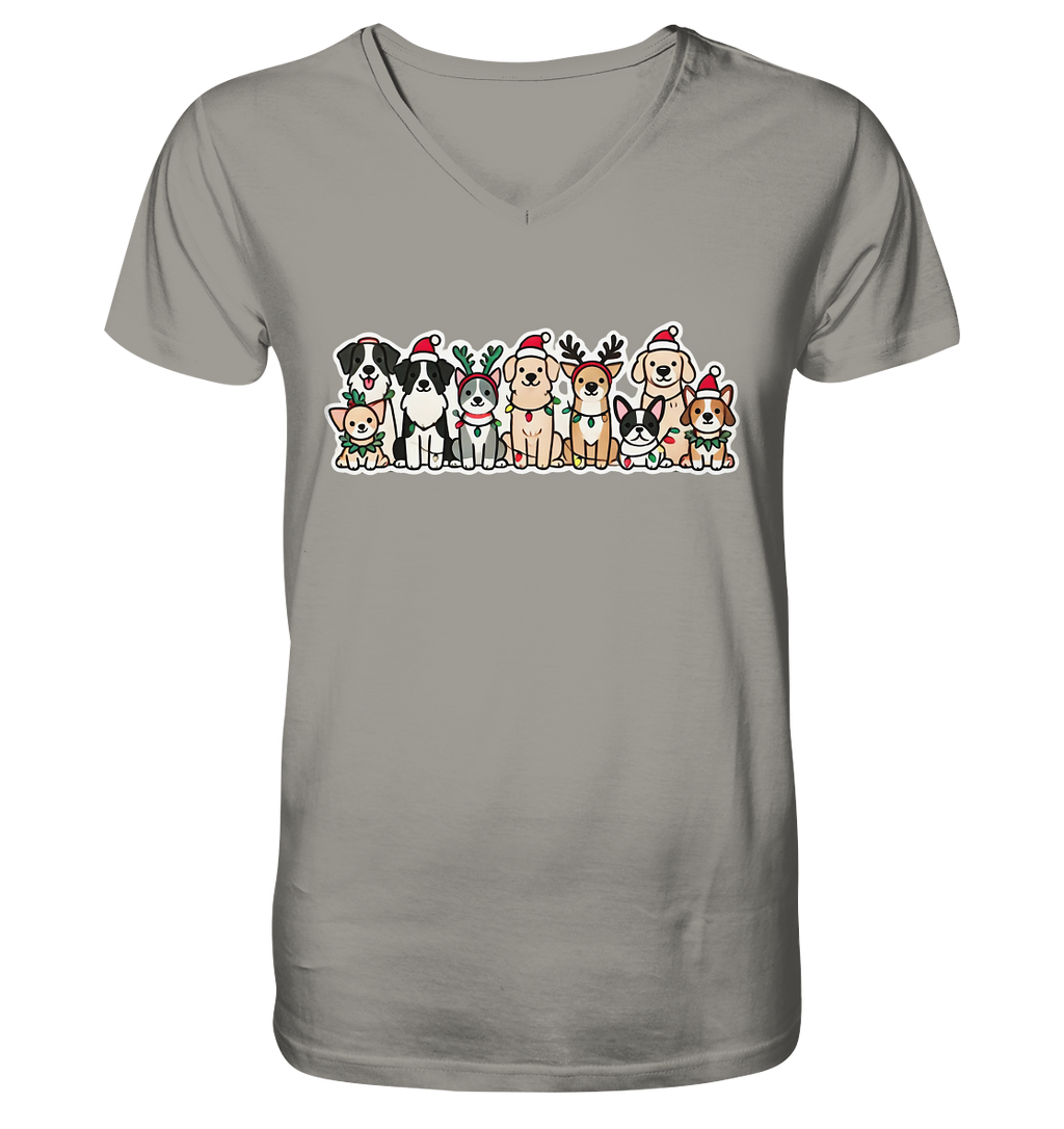 Weihnachten, Christmas Hunde - V-Neck Shirt