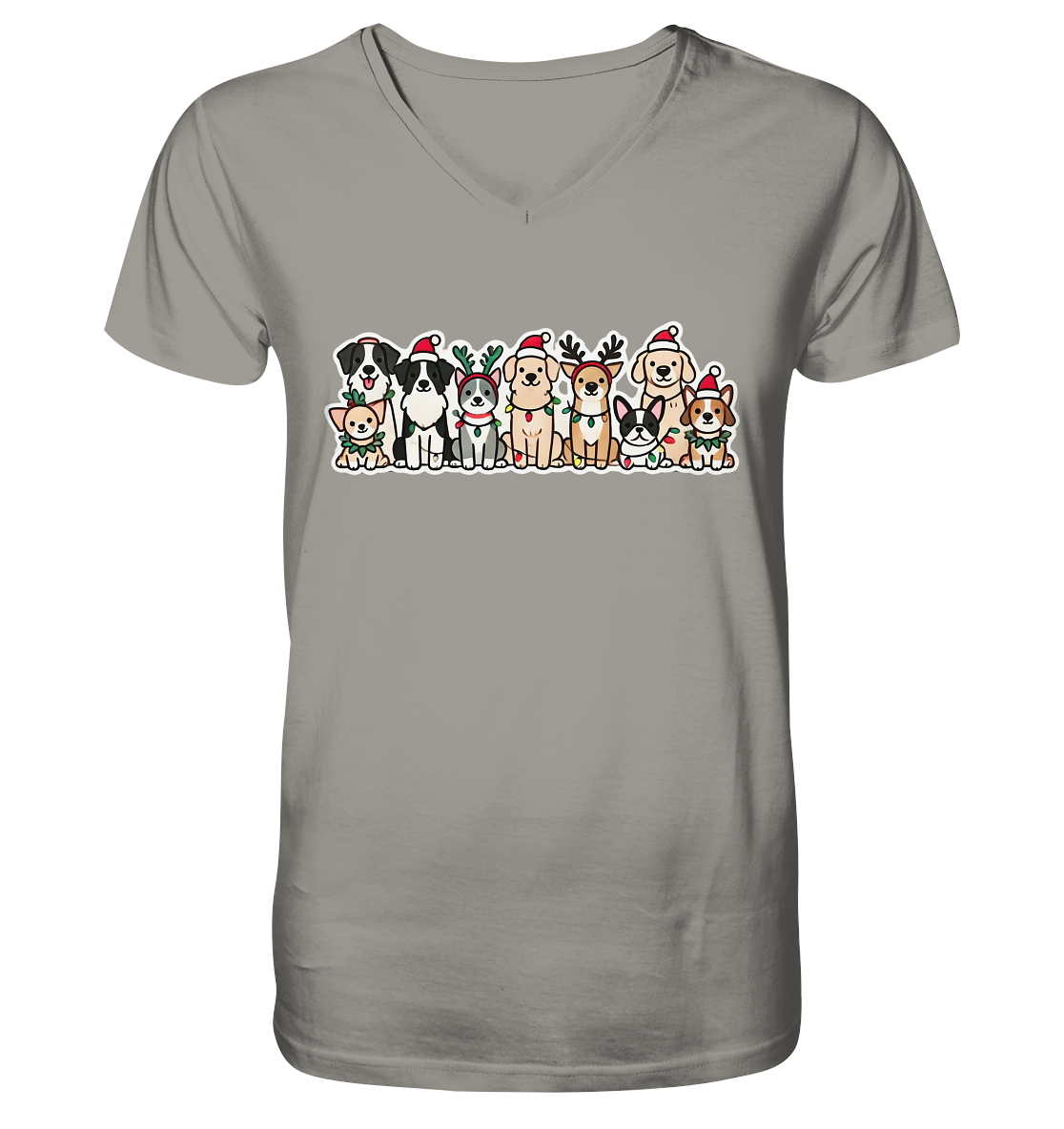 Weihnachten, Christmas Hunde - V-Neck Shirt