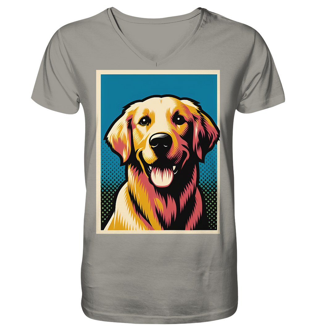 Golden Retriever Pop Art - personalisierbar - V-Neck Shirt