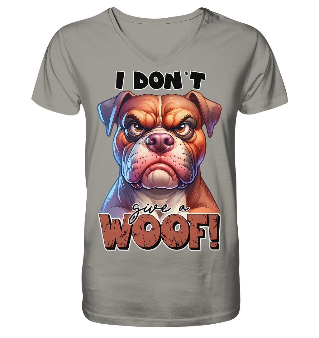 I don't give a woof - Fun Hunde Cartoon - V-Neck Shirt