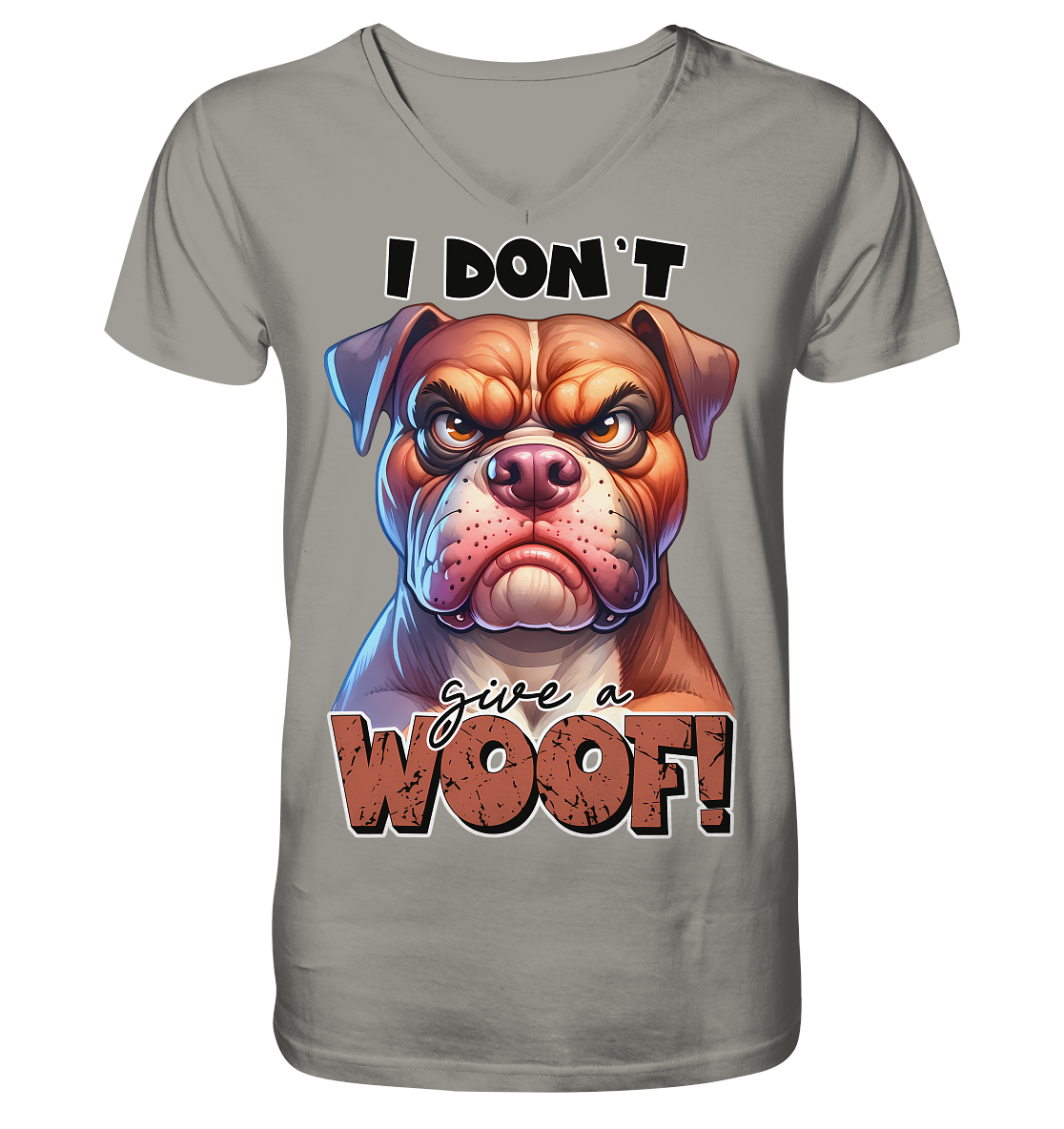 I don't give a woof - Fun Hunde Cartoon - V-Neck Shirt
