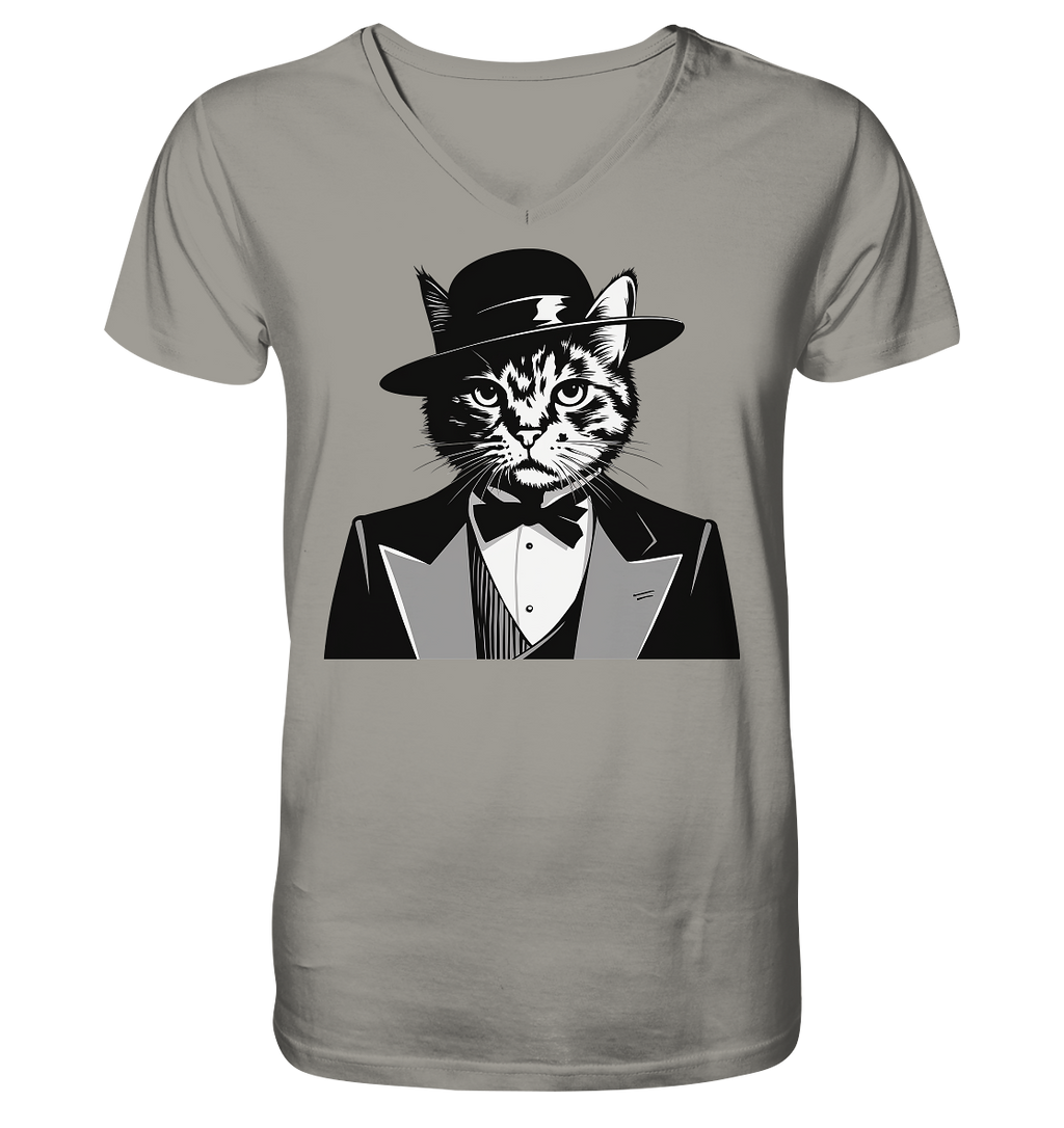 Godfather Katze Mafia - personalisierbar  - V-Neck Shirt