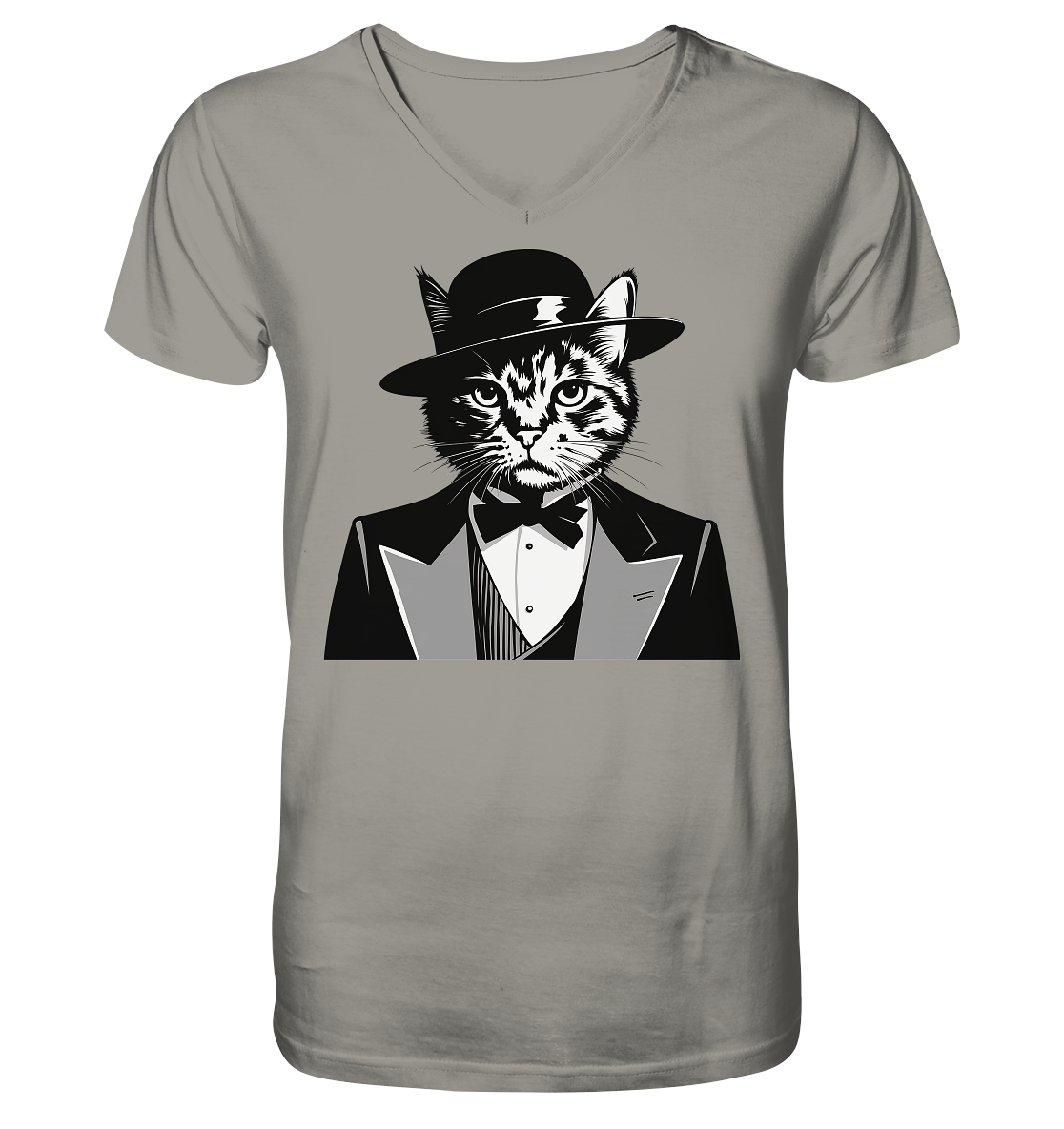 Godfather Katze Mafia - personalisierbar  - V-Neck Shirt
