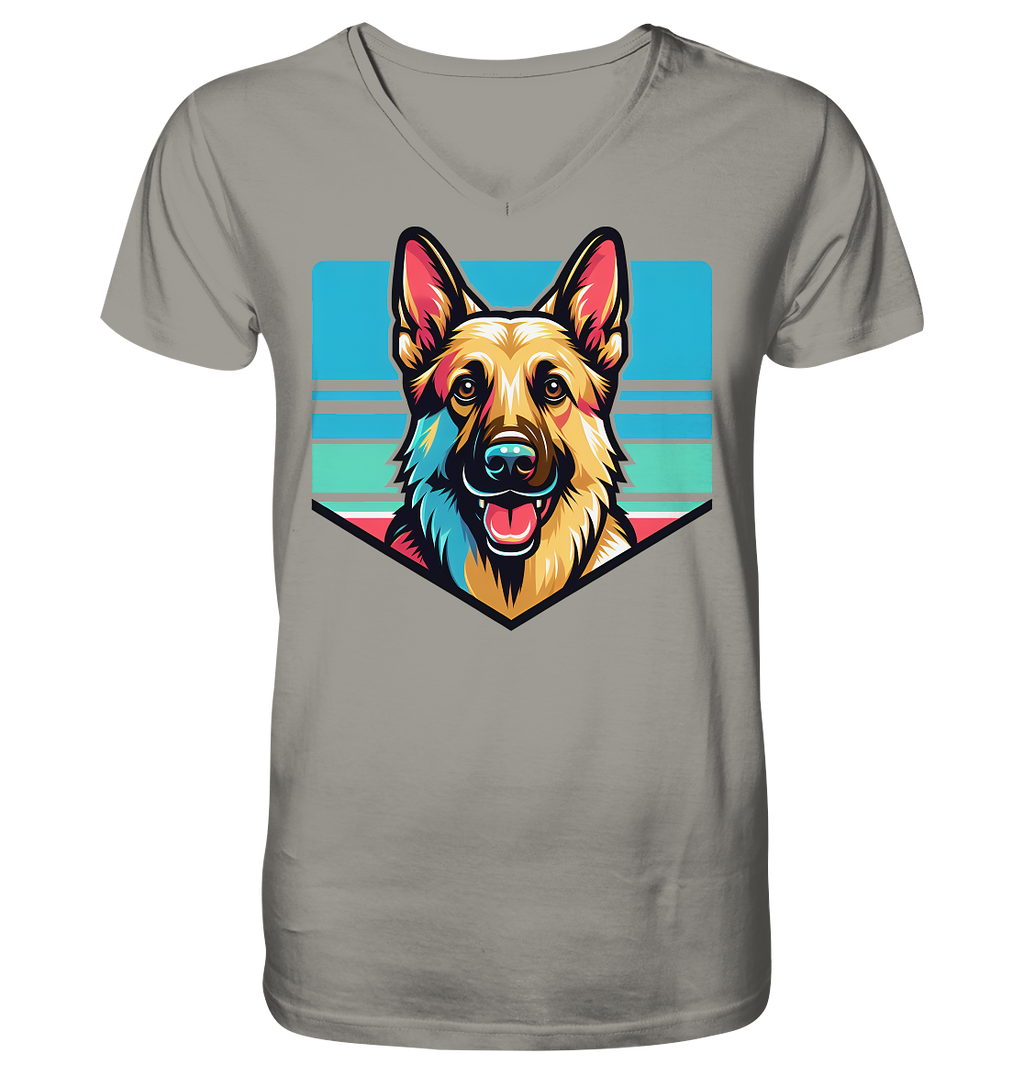 Schäferhund Pop Art - personalisierbar - V-Neck Shirt