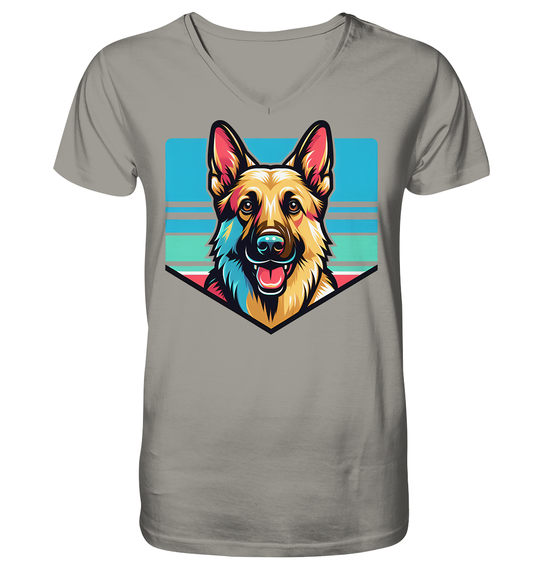 Schäferhund Pop Art - personalisierbar - V-Neck Shirt