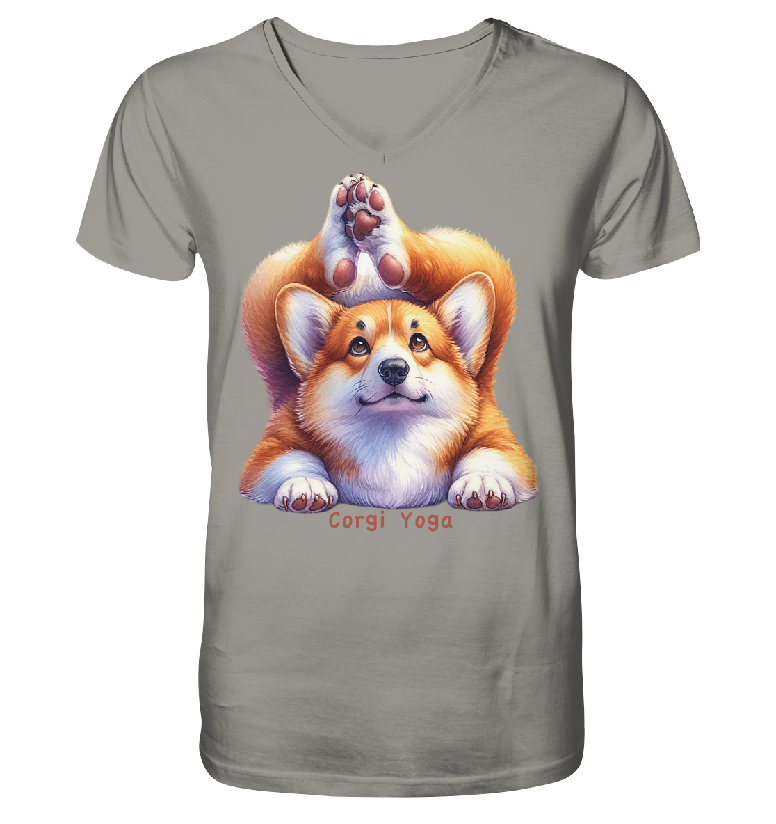 Corgi Yoga - V-Neck Shirt