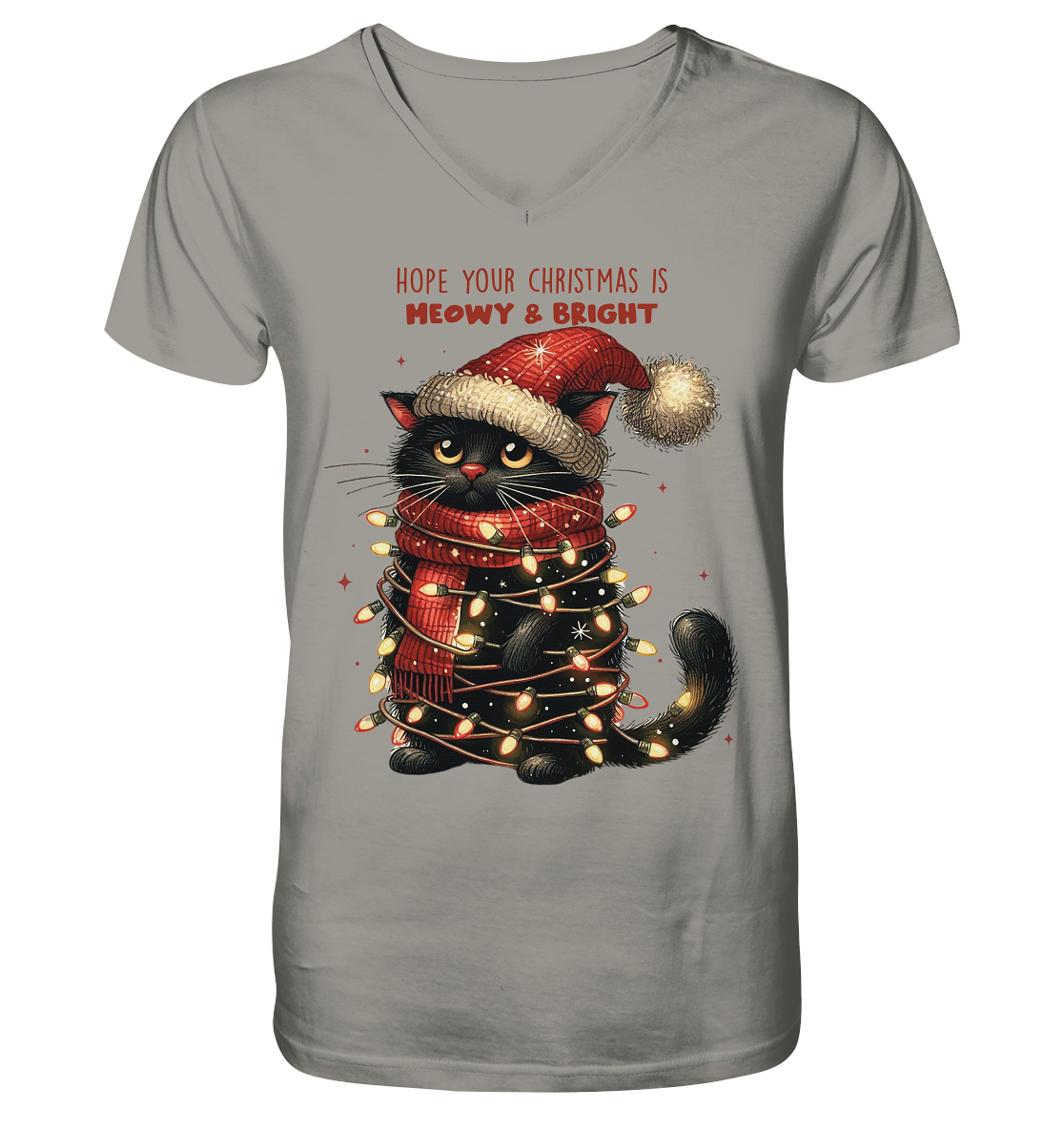 Weihnachts Katze Christmas is Moewy - V-Neck Shirt