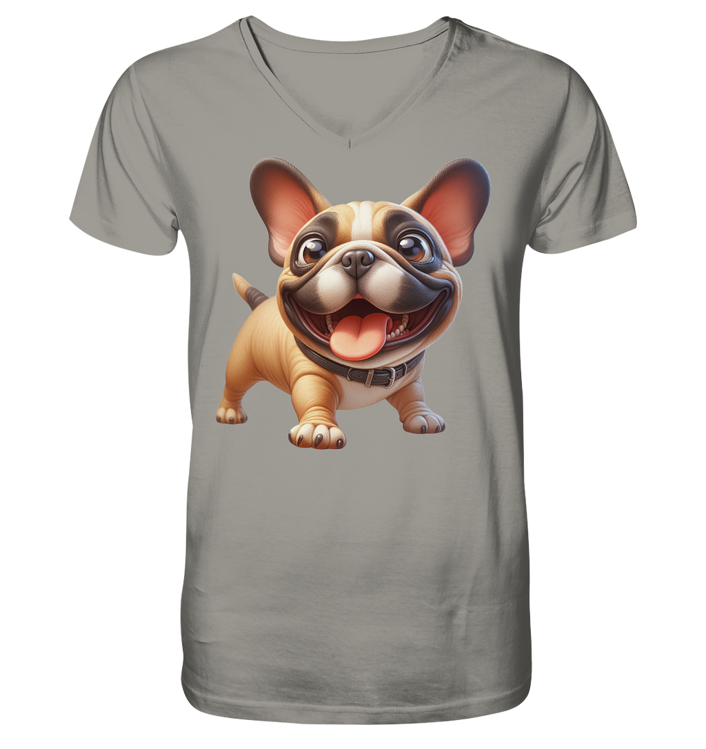 Französische Bulldogge Cartoon personalisierbar - V-Neck Shirt