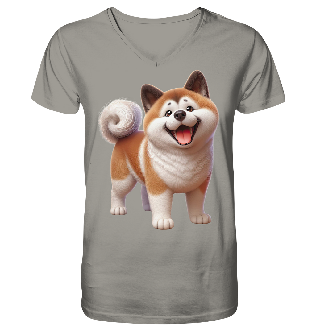 Akita Cartoon Hund personalisierbar - V-Neck Shirt