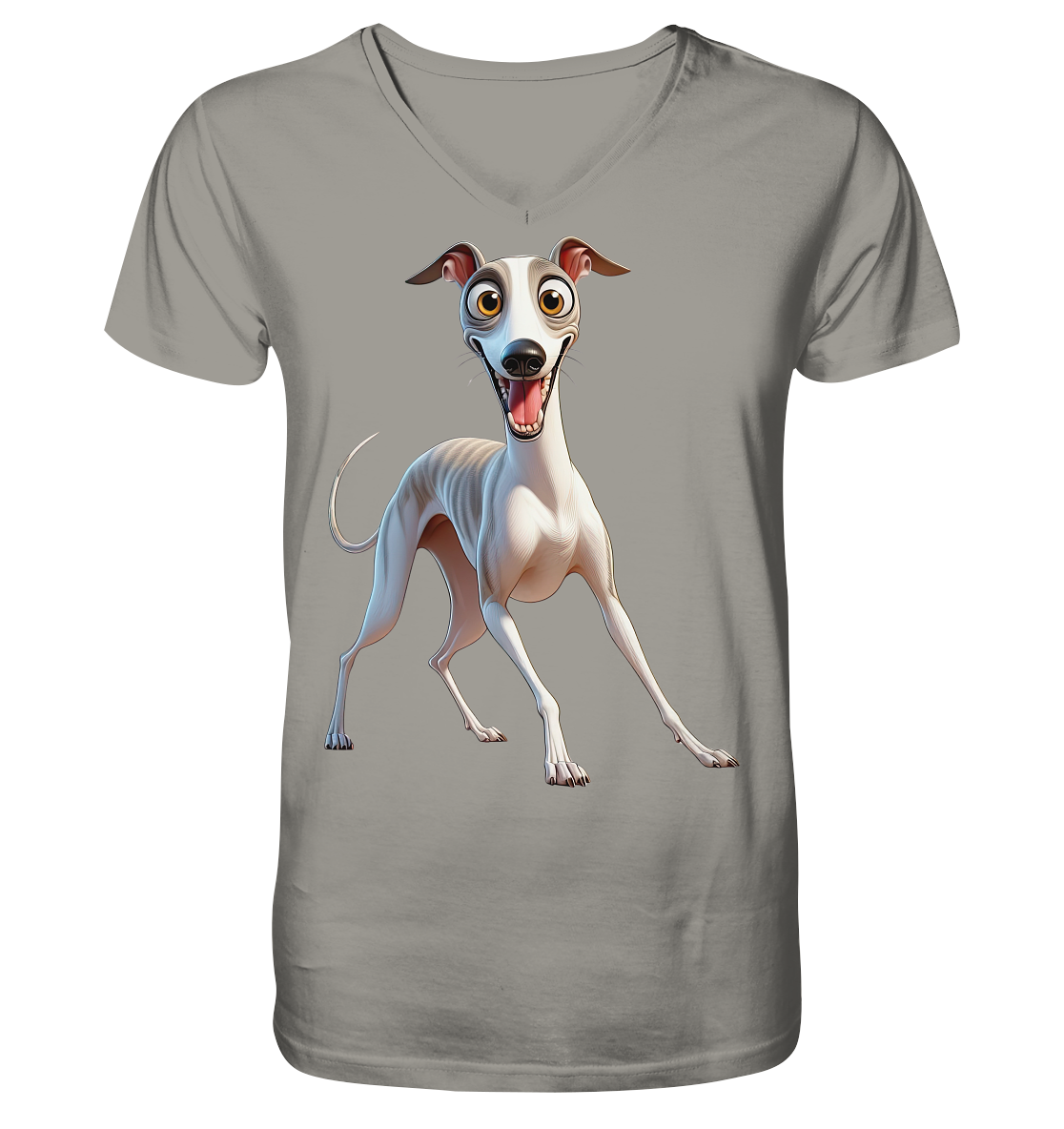 Whippet Cartoon personalisierbar - V-Neck Shirt