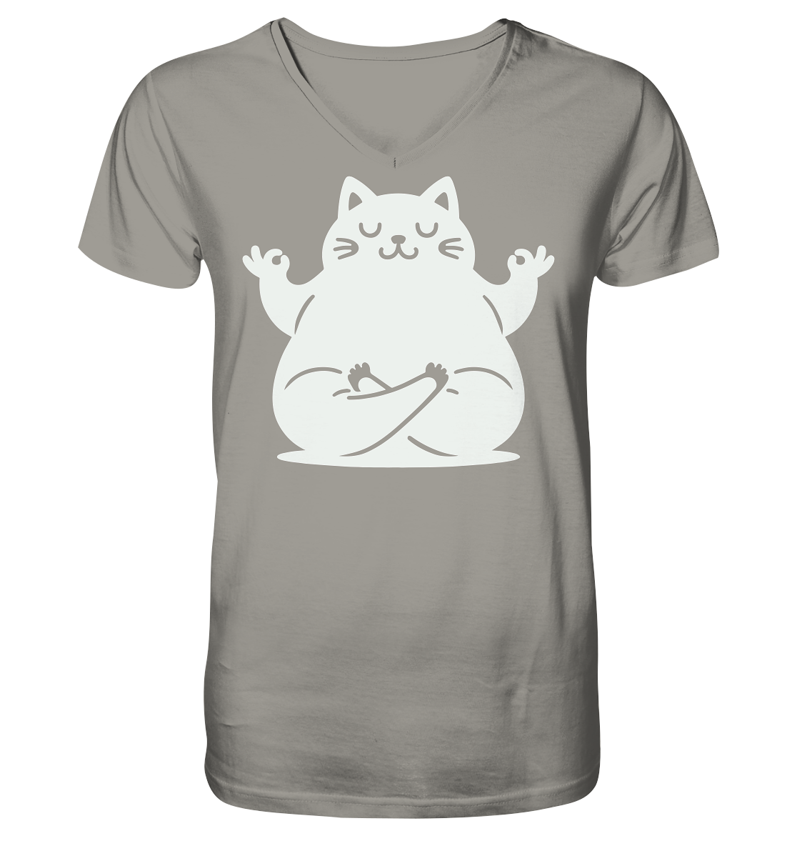Funny yoga Cat - personalisierbar - V-Neck Shirt