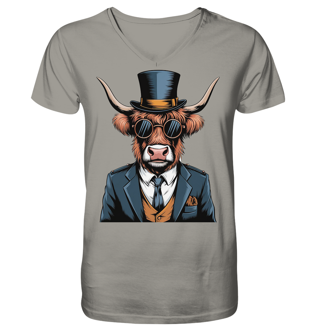 Highland Cow Steampunk - V-Neck Shirt