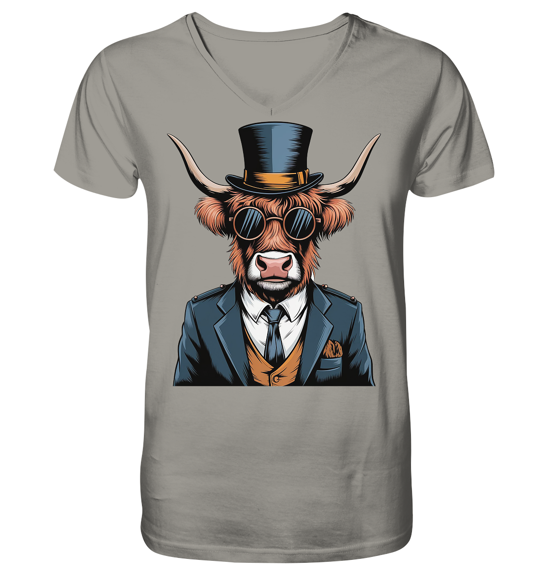 Highland Cow Steampunk - V-Neck Shirt