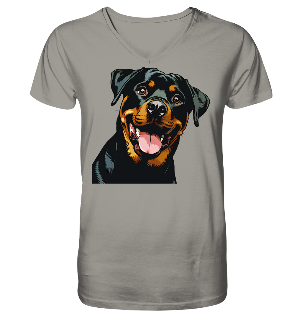 Rottweiler  Comic - personalisierbar - V-Neck Shirt