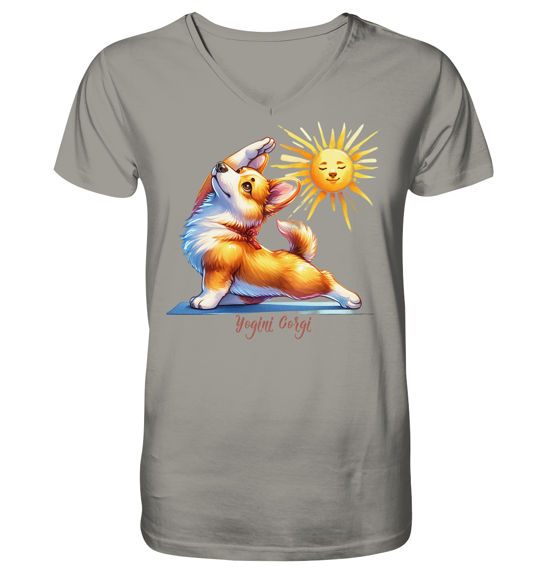 Yoga Corgi Hund yogini Gorgi - personalisierbar - V-Neck Shirt