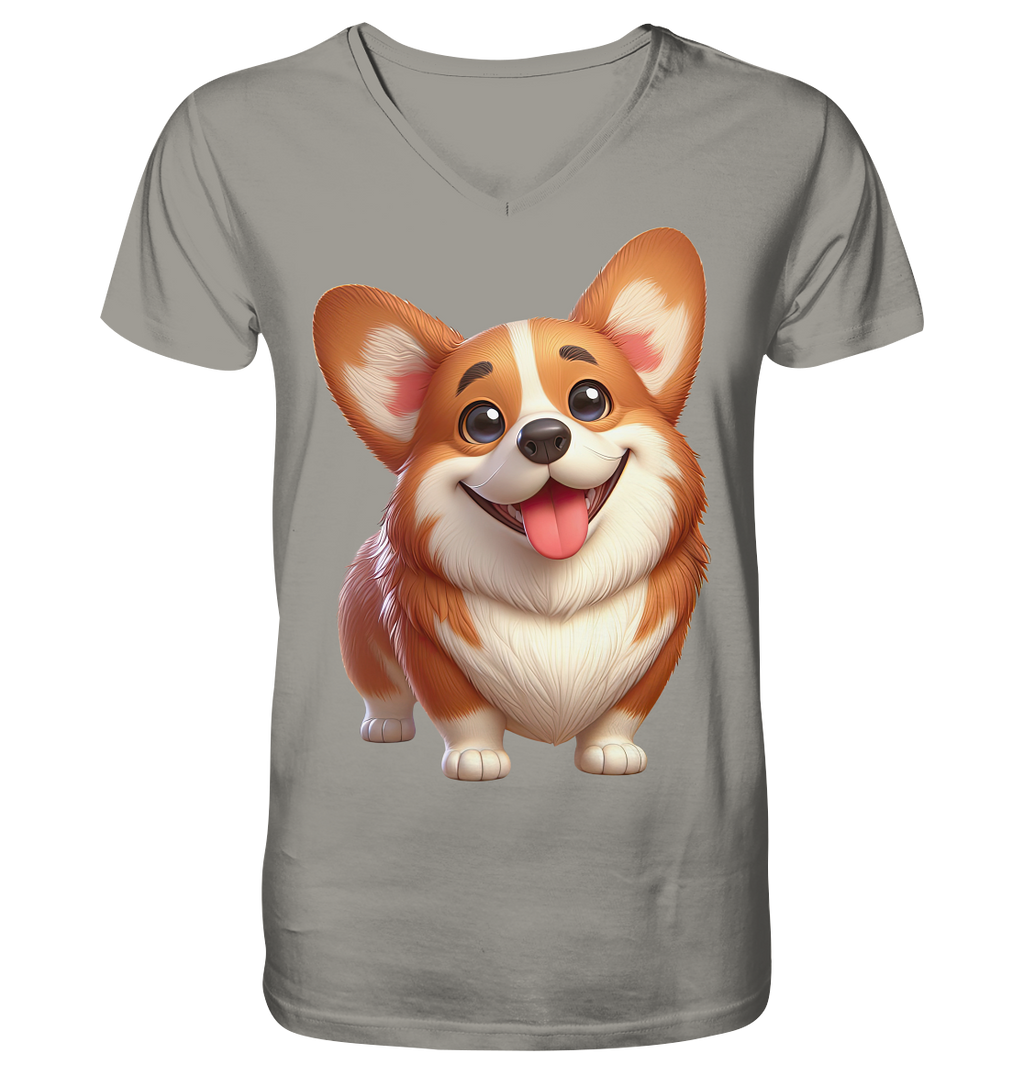 Corgi Cartoon Hund - persoinalisierbar - V-Neck Shirt