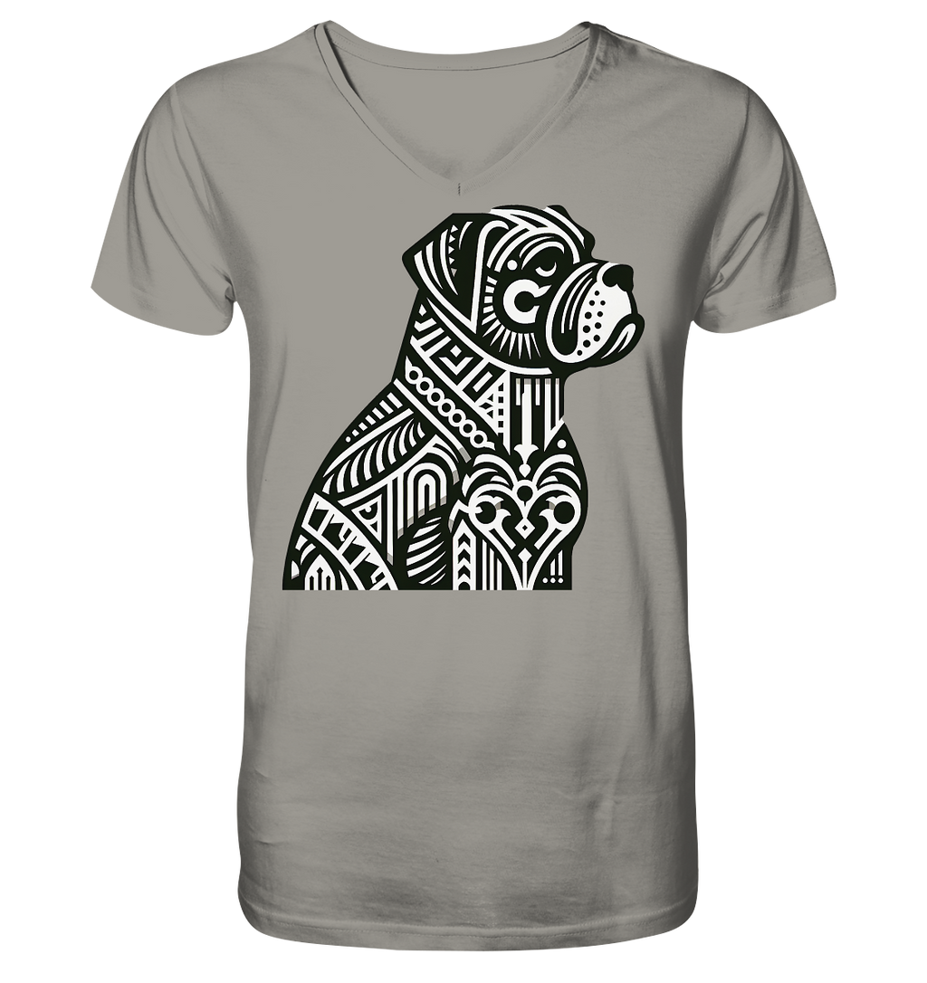 Hund Mastif Art Deco  - personalisierbar - V-Neck Shirt