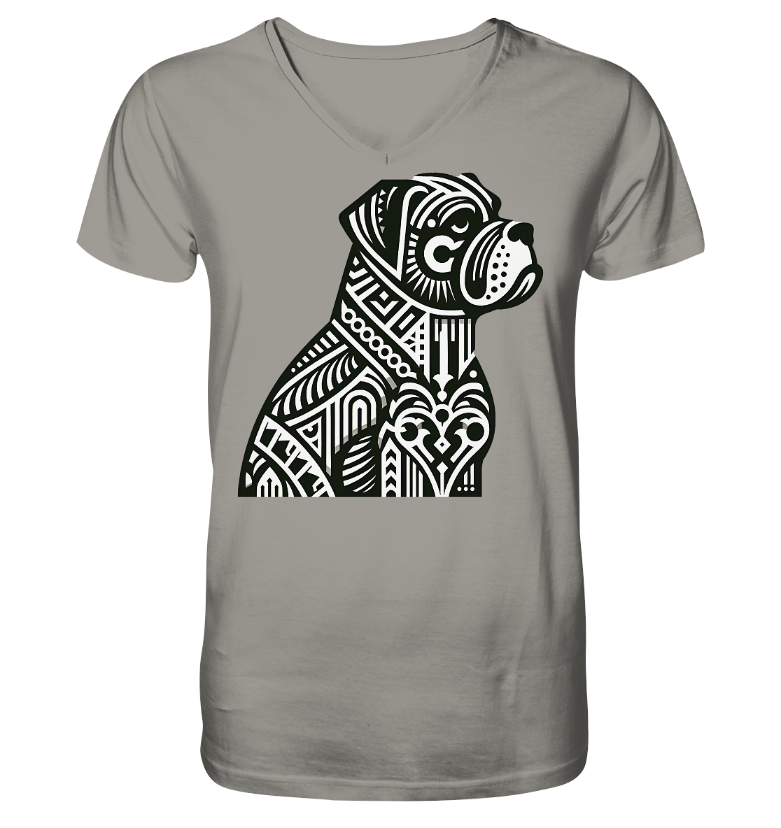 Hund Mastif Art Deco  - personalisierbar - V-Neck Shirt