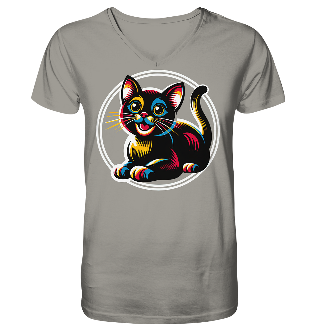 Kätzchen Pop Art - personalisierbar - V-Neck Shirt