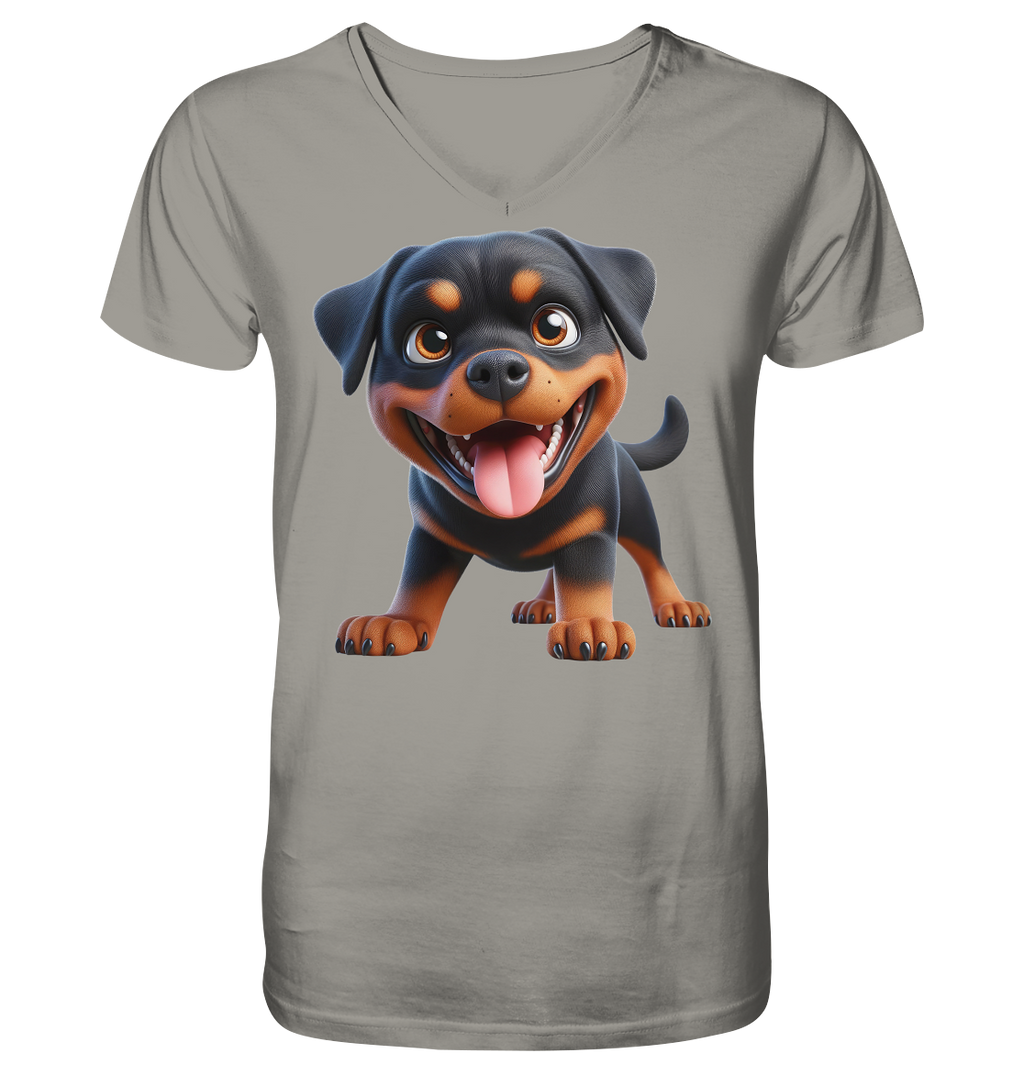 Rottweiler Cartoon Hund - personalisierbar - V-Neck Shirt