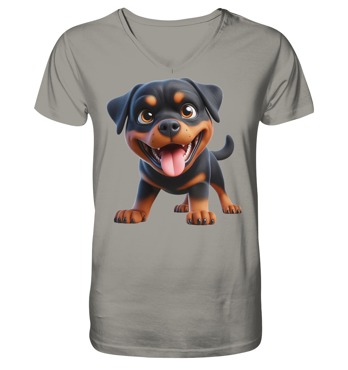 Rottweiler Cartoon Hund - personalisierbar - V-Neck Shirt