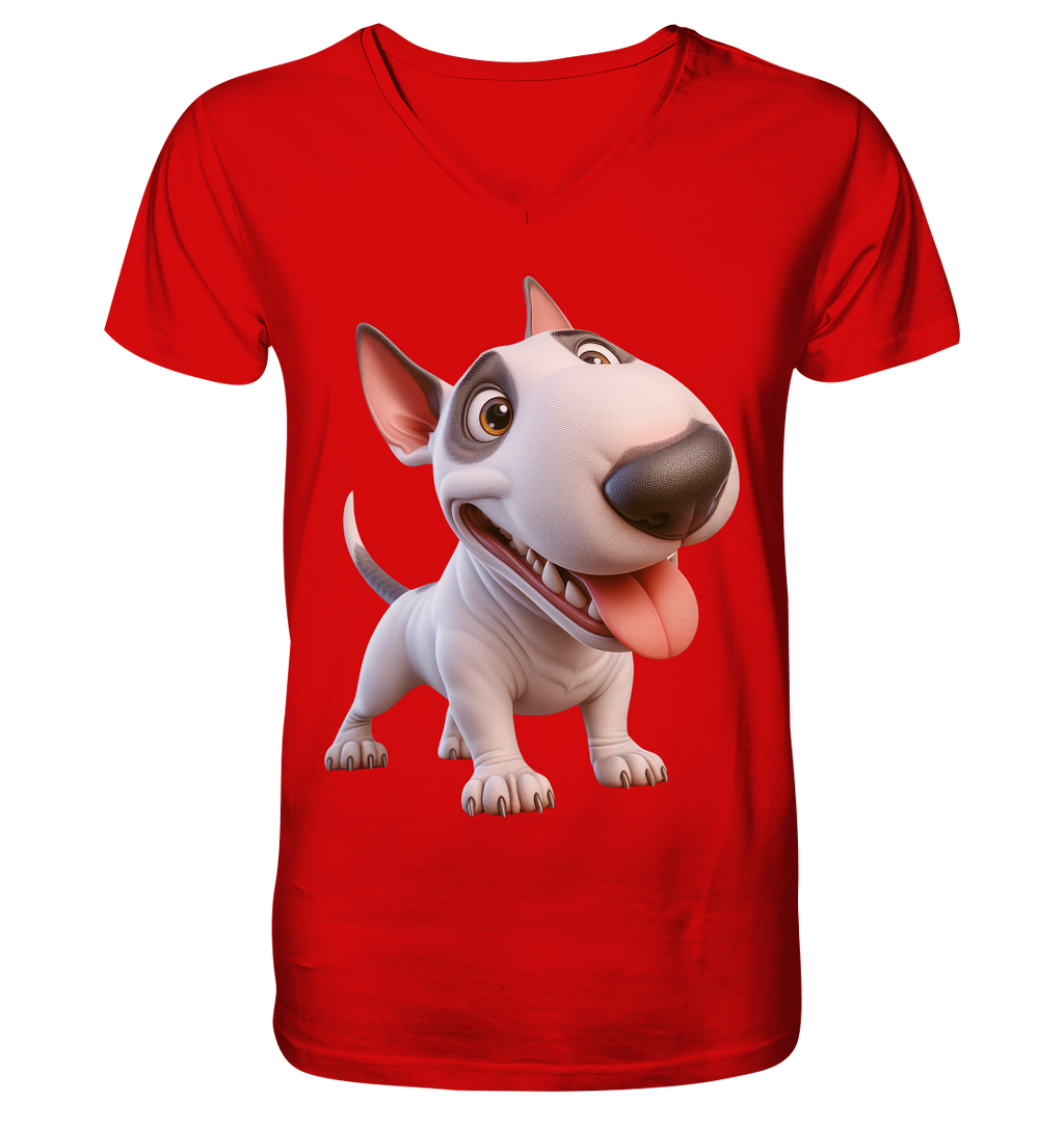 Bullterrier Cartoon personalisierbar - V-Neck Shirt