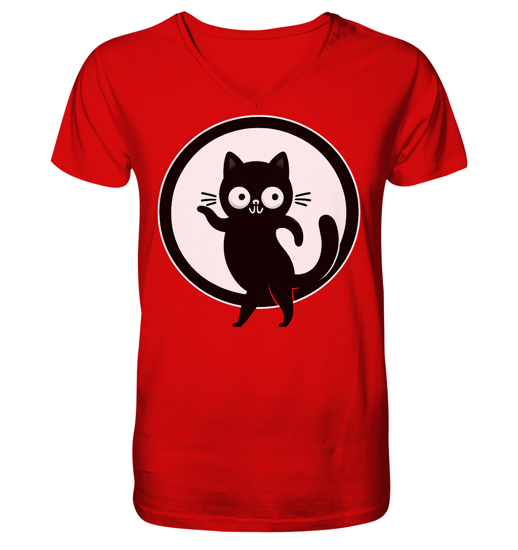 Dancing Cat Logo - V-Neck Shirt