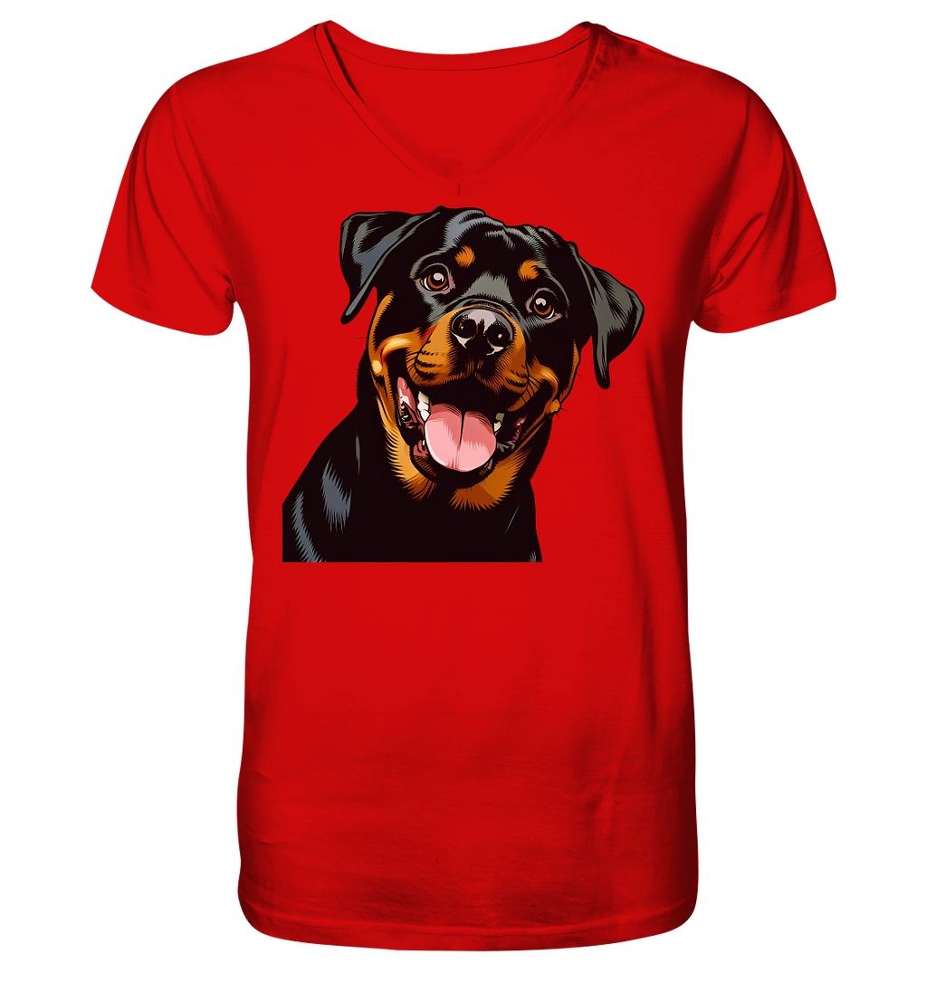 Rottweiler  Comic - personalisierbar - V-Neck Shirt