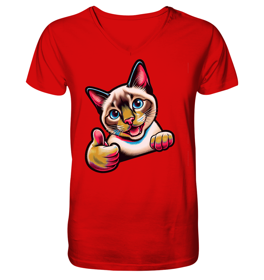 Siamkatze Pop Art - personalisierbar - V-Neck Shirt