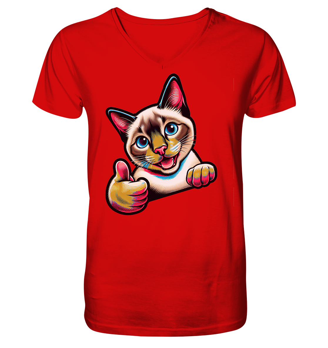 Siamkatze Pop Art - personalisierbar - V-Neck Shirt