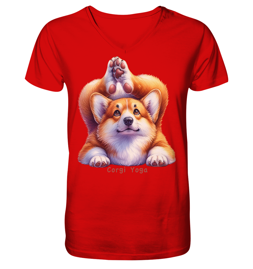 Corgi Yoga - V-Neck Shirt