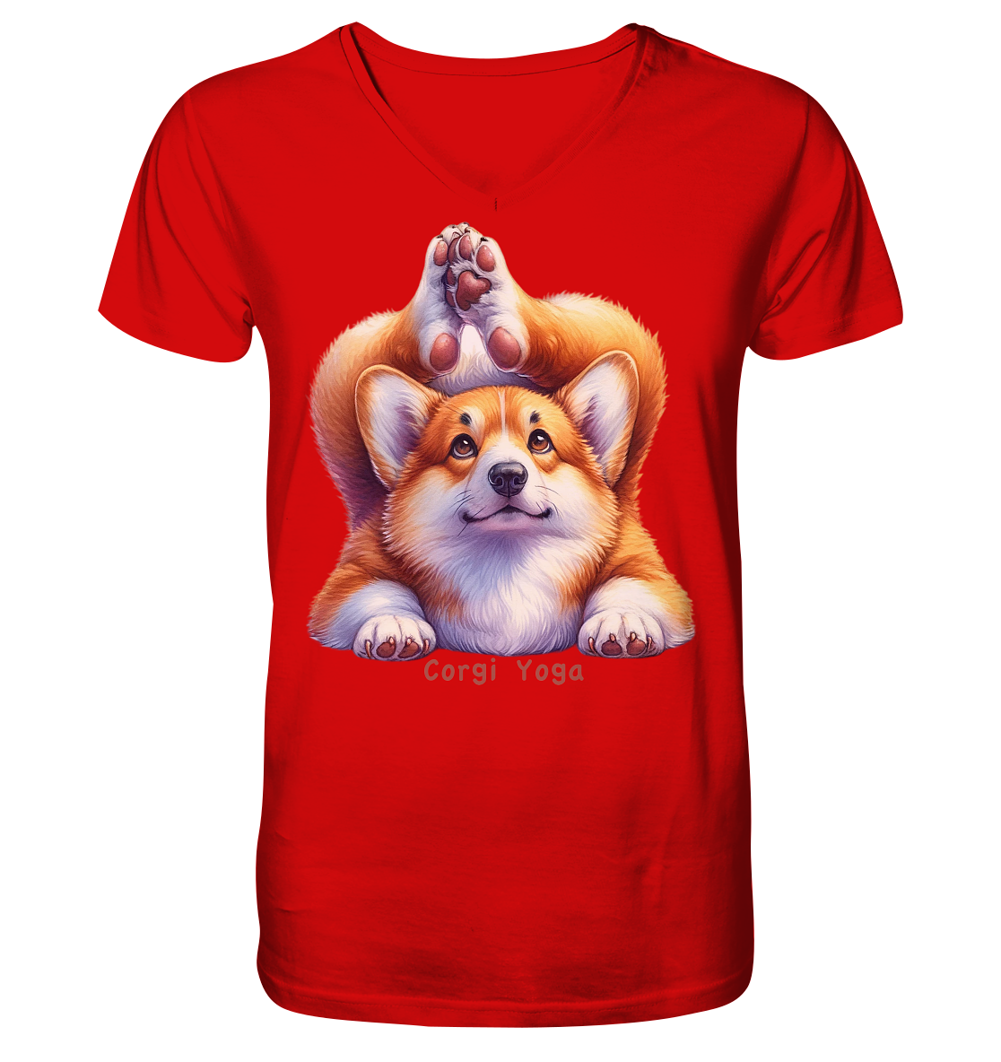 Corgi Yoga - V-Neck Shirt