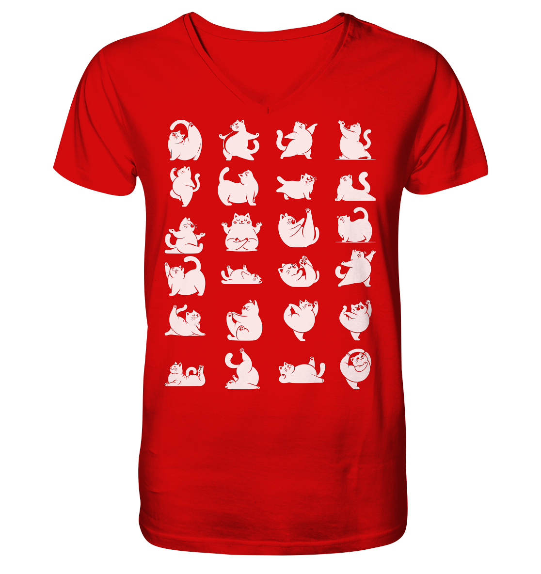 Katzen Yoga / Cat Yoga Fun - personalisierbar - V-Neck Shirt