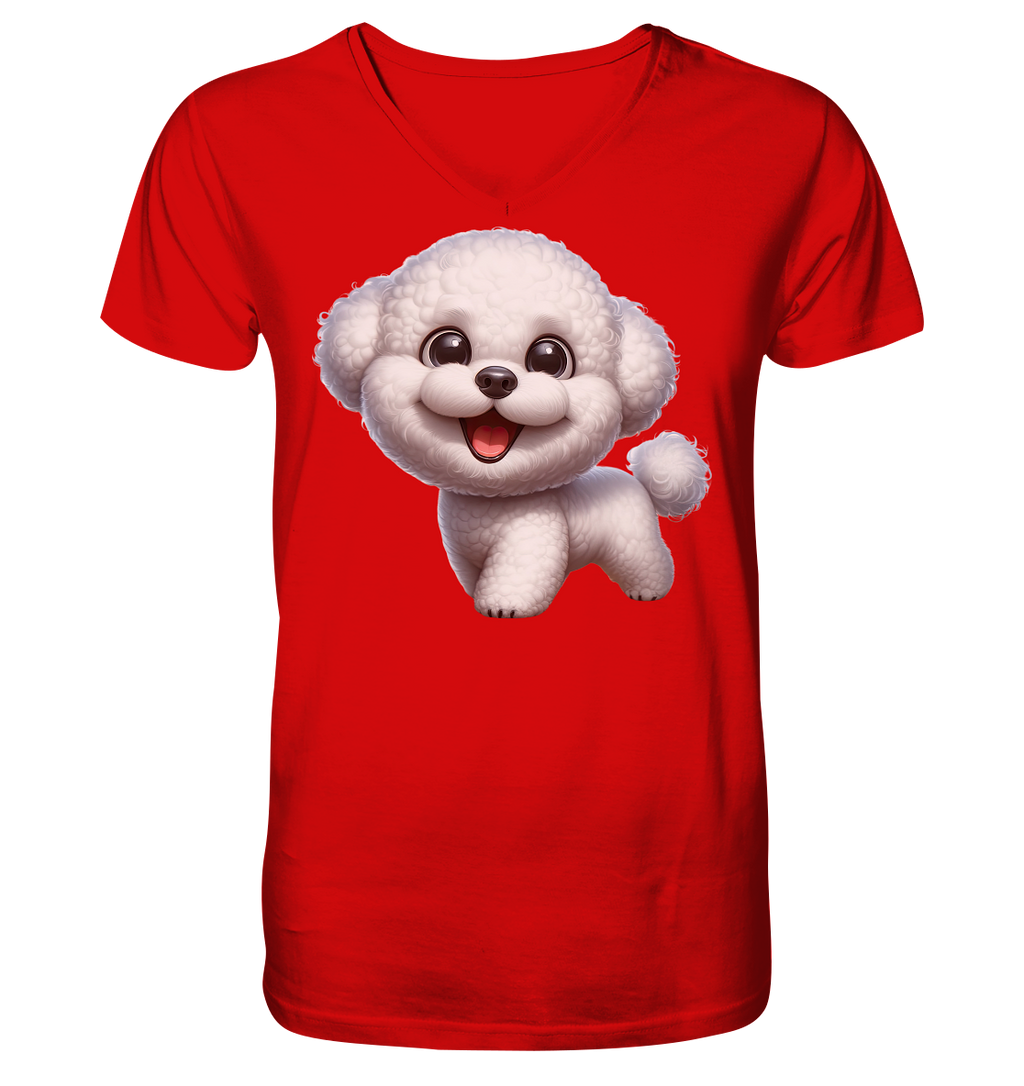 Bichon Frisé Cartoon personalisierbar - V-Neck Shirt