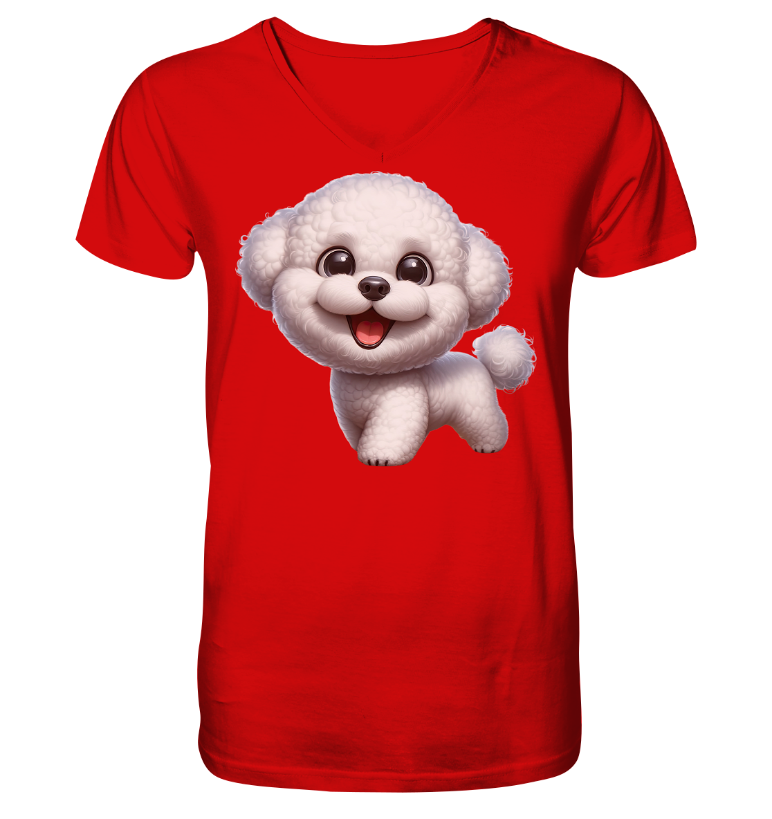 Bichon Frisé Cartoon personalisierbar - V-Neck Shirt
