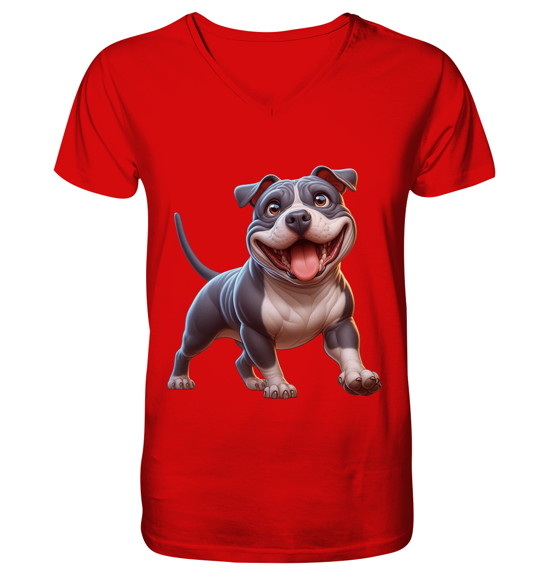 Pittbull Cartoon Hund personalisierbar - V-Neck Shirt