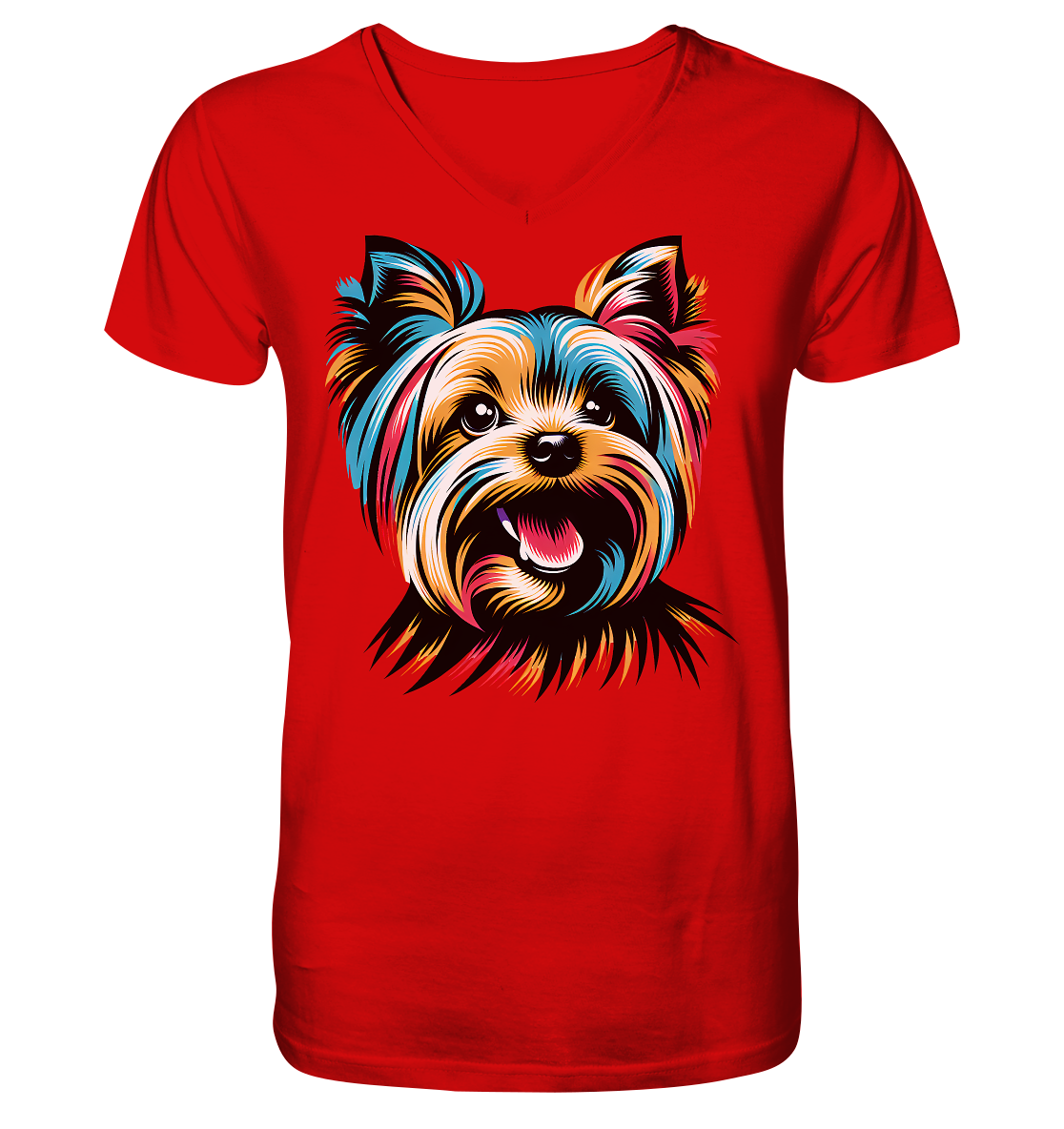 Yorkshire Terrier Pop Art - personalisierbar - V-Neck Shirt