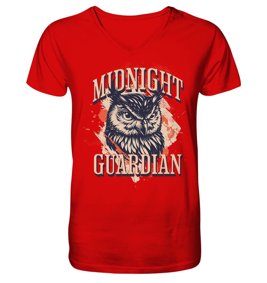 Eule Vintage Art - Midnight Guardian - V-Neck Shirt