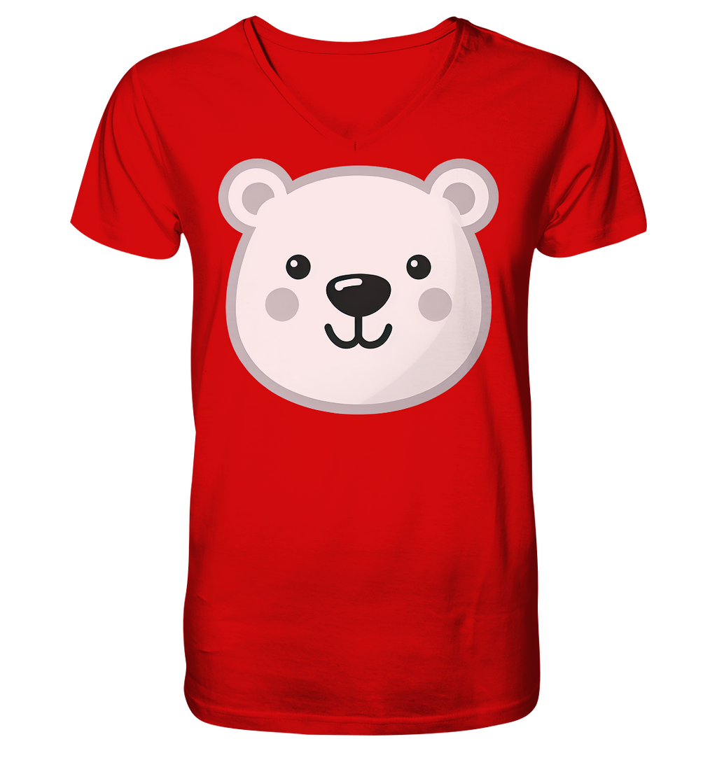 Fröhliche Eisbär Gesicht  - personalisierbar - V-Neck Shirt