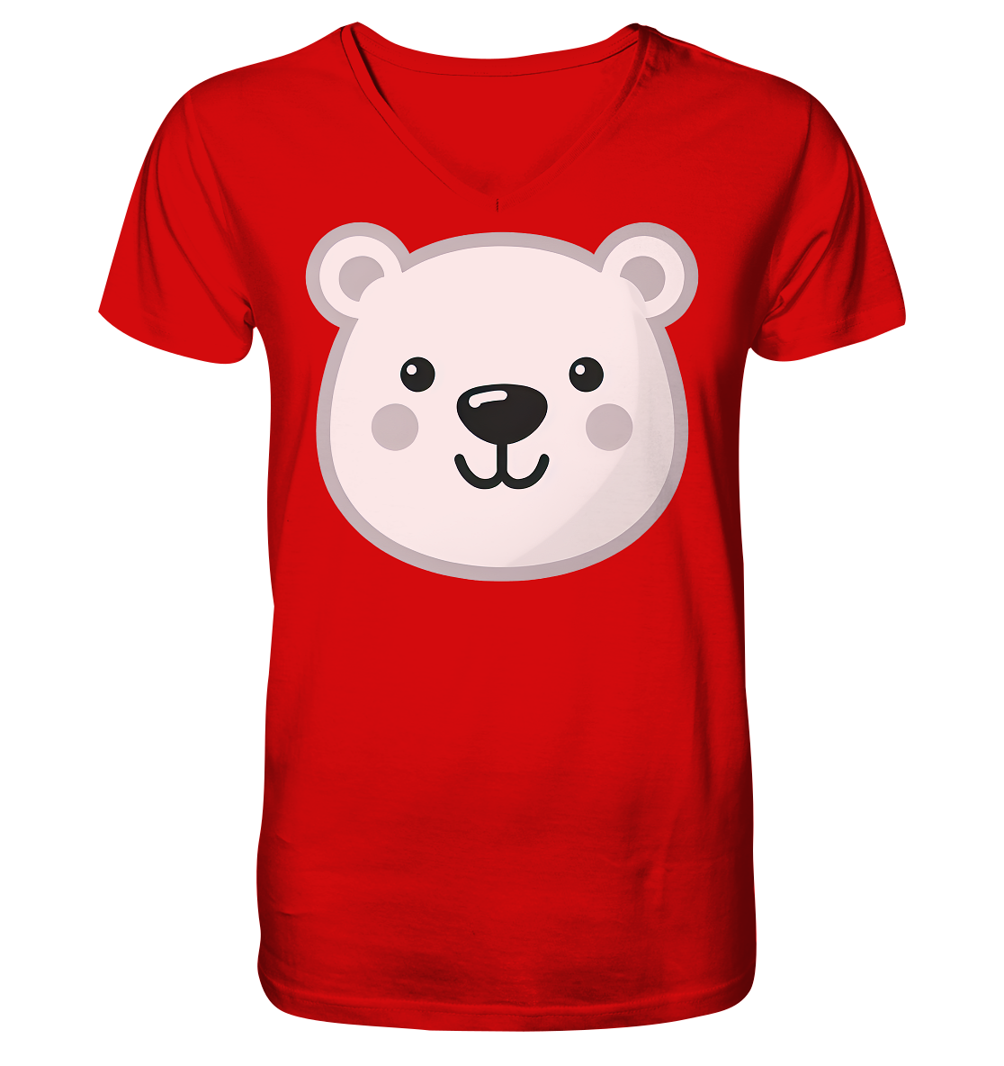 Fröhliche Eisbär Gesicht  - personalisierbar - V-Neck Shirt