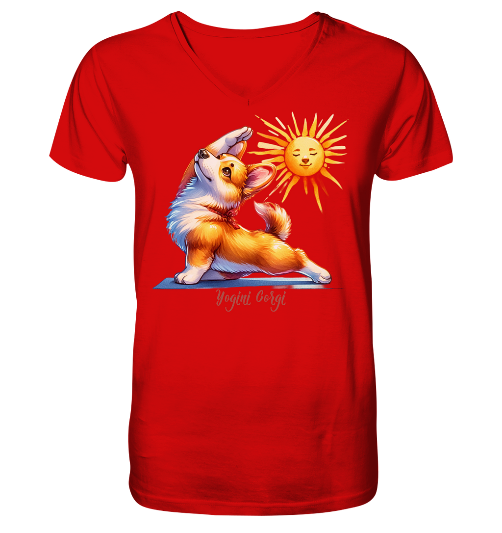 Yoga Corgi Hund yogini Gorgi - personalisierbar - V-Neck Shirt