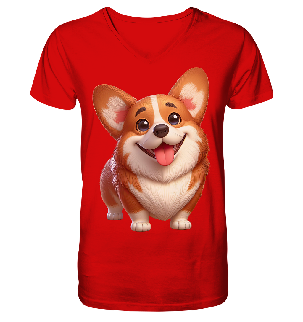 Corgi Cartoon Hund - persoinalisierbar - V-Neck Shirt