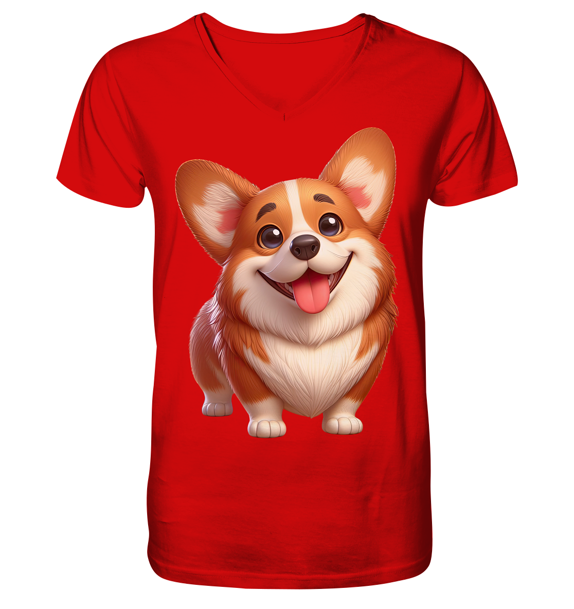 Corgi Cartoon Hund - persoinalisierbar - V-Neck Shirt
