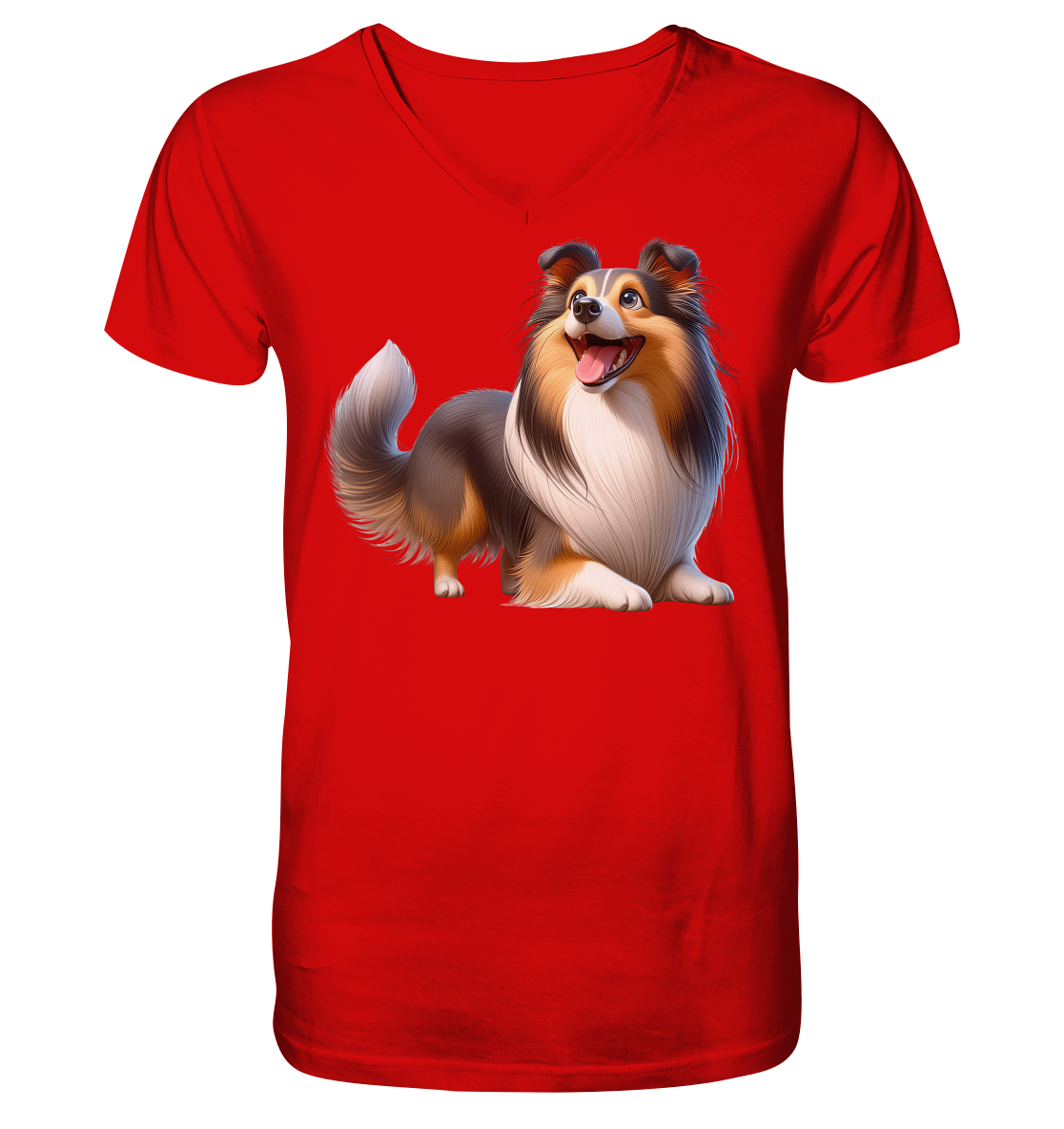 Shetland Sheepdog cartoon personalisierbar - V-Neck Shirt